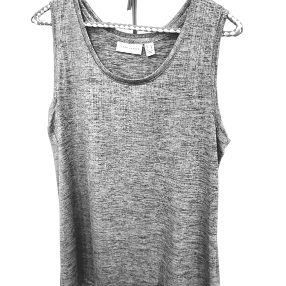 Susan Graver 2 ps Tank Top & Matching Jacket Sleek Shimmering Silver Grey - Picture 2 of 6